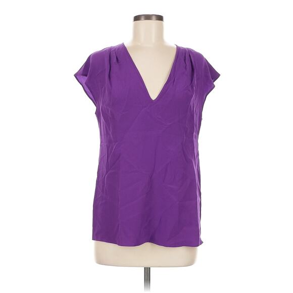 Derek LAM Royal Purple Silk Short Sleeve Top Sz. M - Picture 1 of 3